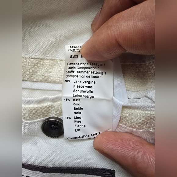 Peserico Men's Elegant Cream Wool/Silk/Linen Double Breasted Blazer - Picture 11 of 11